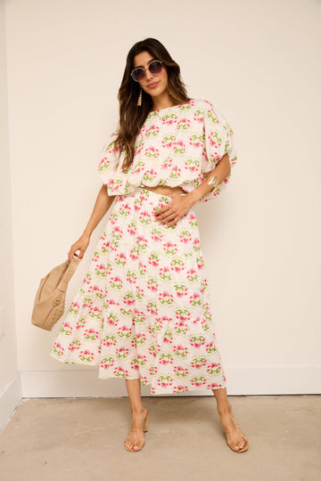 Angie Floral Midi Skirt