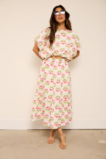 Angie Floral Bubble Hem Top