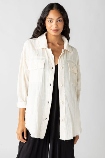 SALE - Annalise Raw Gauze Button Up Top
