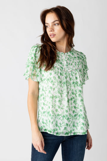 SALE - Garner Floral Print Short Sleeve Blouse