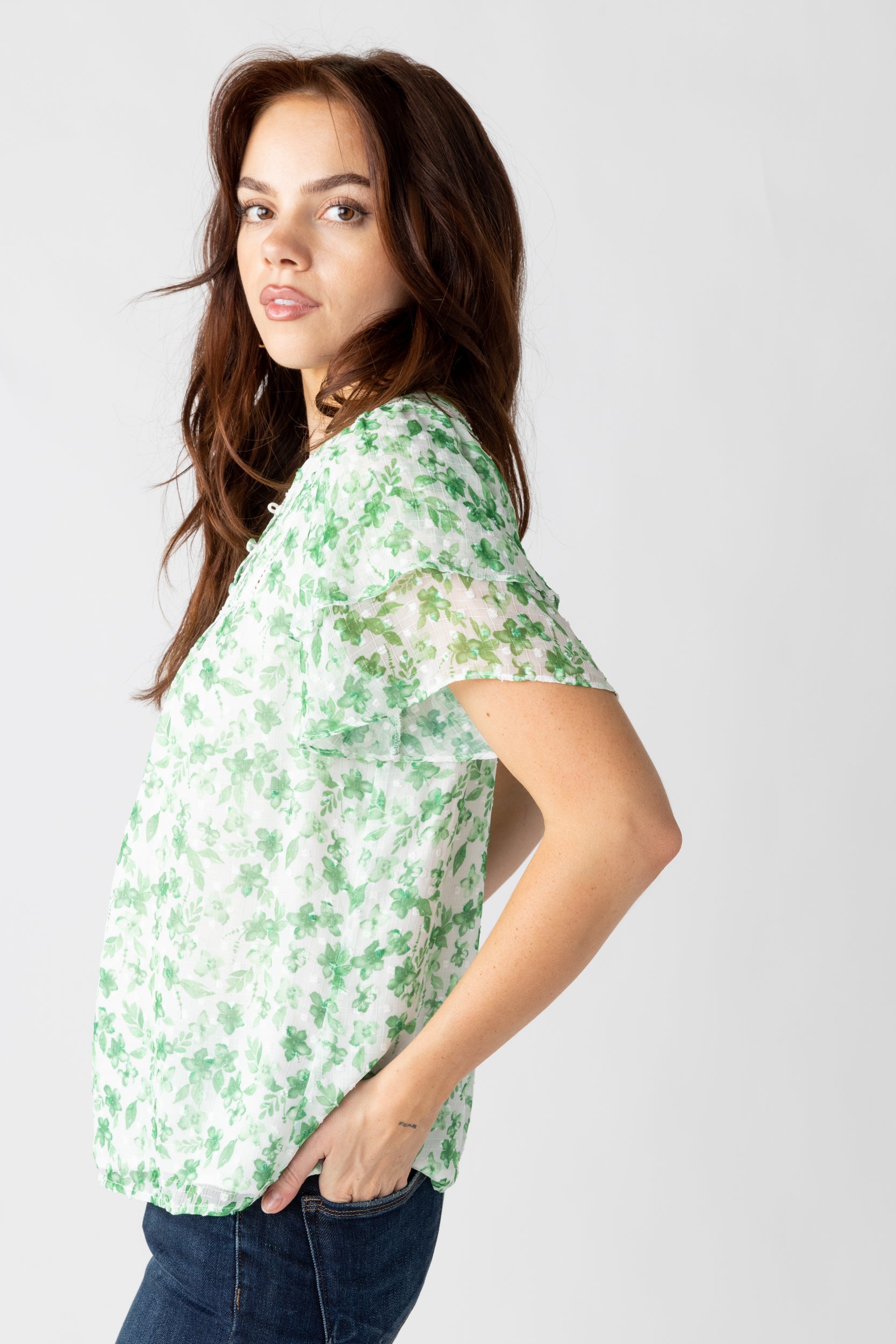 SALE - Garner Floral Print Short Sleeve Blouse