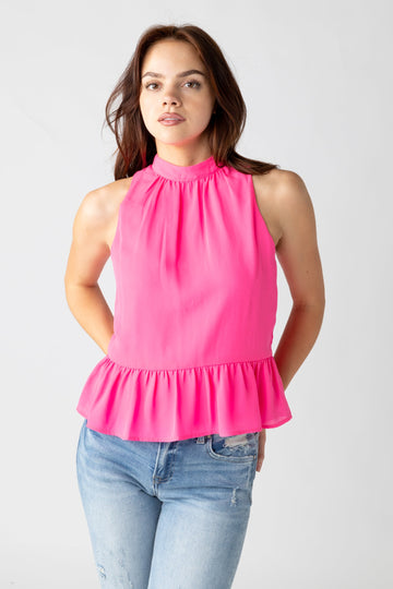 SALE - Charlotte High Neck Peplum Top