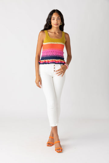 Clover Button Front Straight Leg Jeans