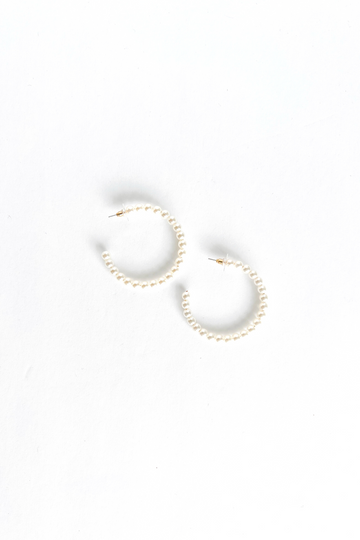 Eliza Glass Pearl Hoop Earrings