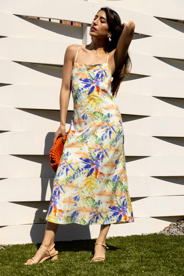 SALE - Mckay Tropical Print Midi Slip Dress