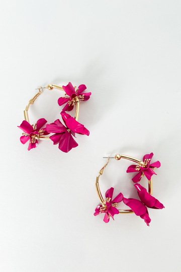 SALE - Livvy Flower Accent Hoop Earrings