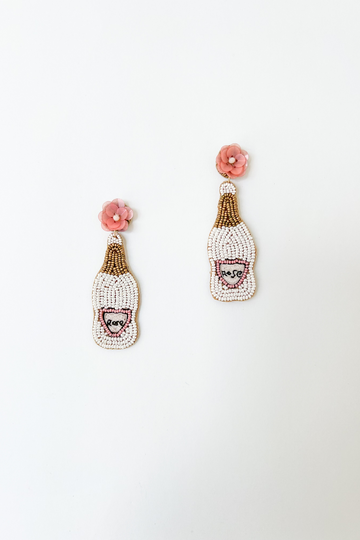SALE - Emilia Flower & Champagne Bottle Earring