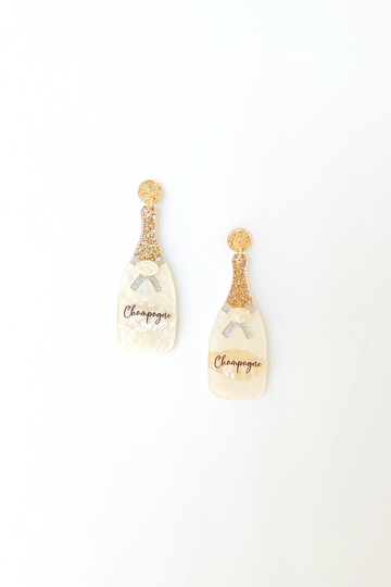 Angie Glitter Champagne Bottle Earrings
