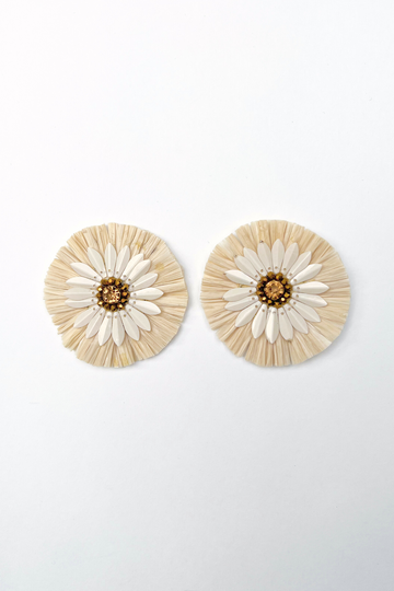 SALE - Genesis Raffia & Sequin Flower Earring