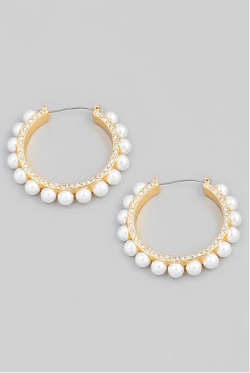 Beni Pearl Detail Hoop Earring