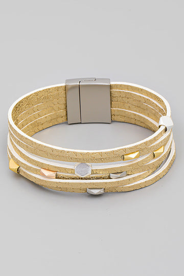 Zaina Layered Faux Leather Bracelet