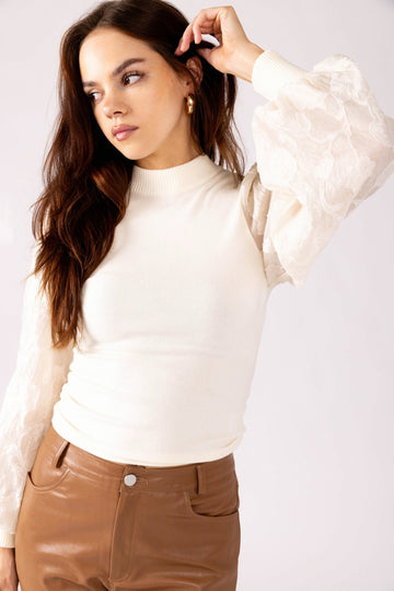 SALE - Bonnie Lace Sleeve Sweater