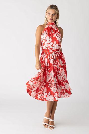 SALE- Sara High Neck Sleeveless Midi Dress