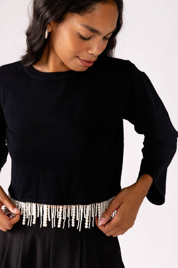 SALE - Chloe Pearl Fringe Top