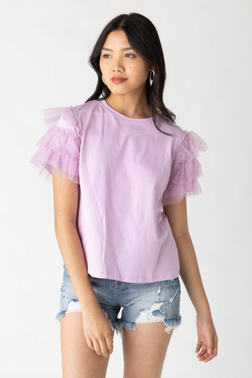 SALE - Gina Layered Tulle Sleeve Top