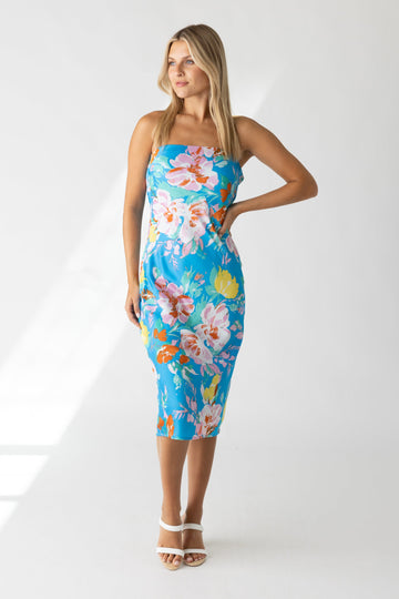Lilo Strapless Cowl Back Midi Dress
