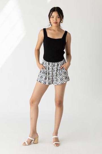 Luna Printed Elastic Waist Shorts