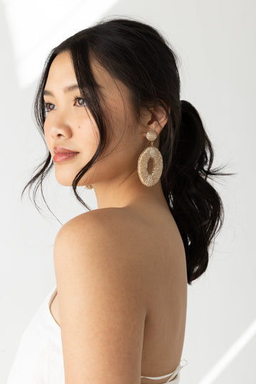 SALE - Quinn Beaded Oval Earrings