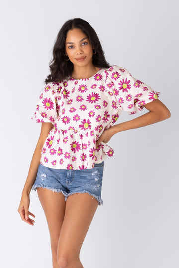 Kayley Daisy Puff Sleeve Top
