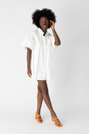 Claudia Button Down Puff Sleeve Mini Dress