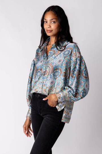 SALE - Tia Printed Button Down