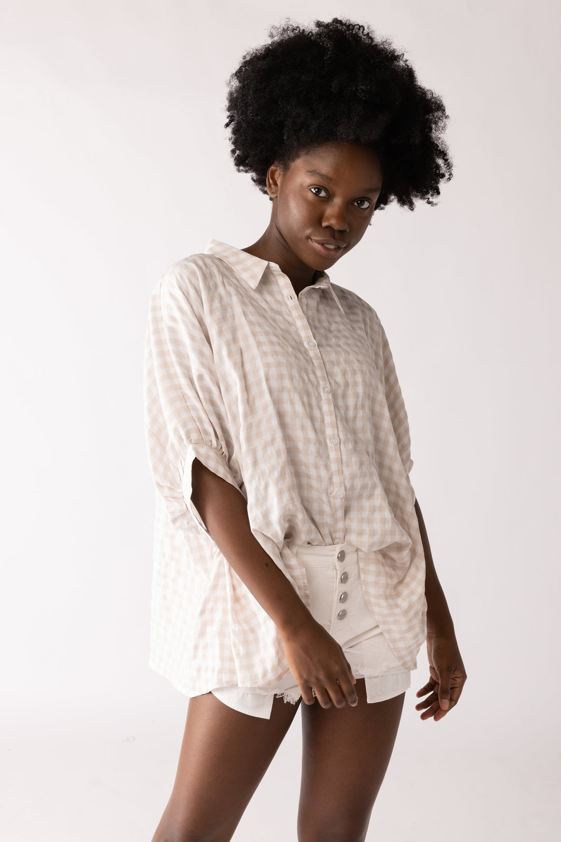 SALE - Eva Checkered Button Down Blouse