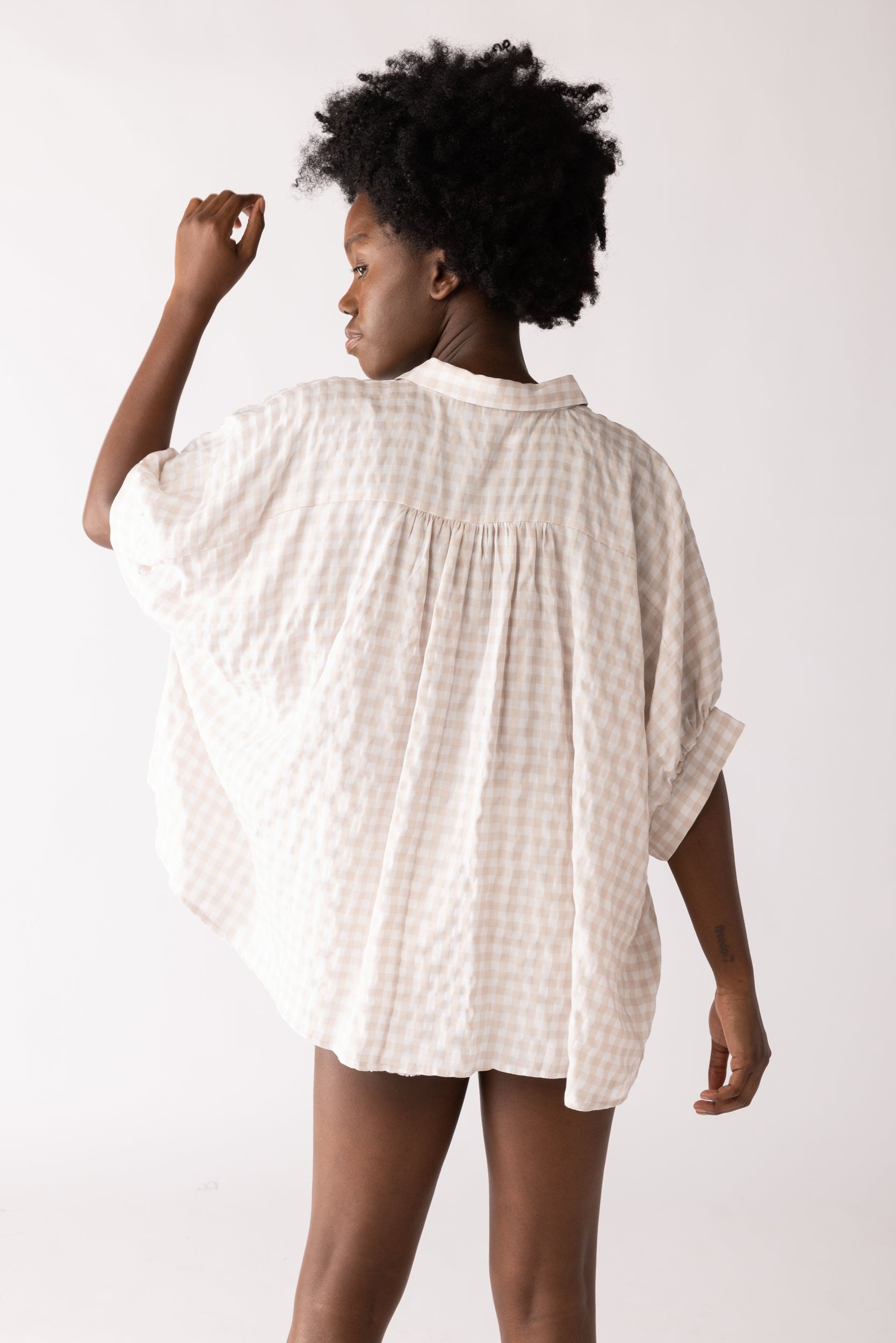 SALE - Eva Checkered Button Down Blouse