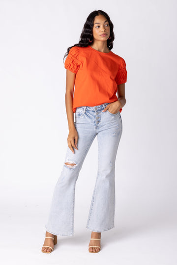 SALE - Crawford Mid Rise Button Fly Flare Jeans