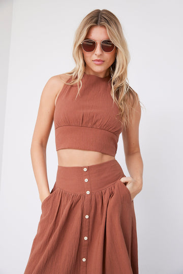 SALE - Annie Linen Tie Back Halter Top