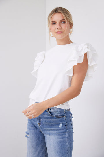 Dylan Ruffle Sleeve Tee