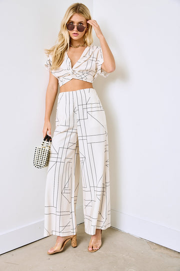 SALE - Julien Multi Grid Pattern Wide Leg Pants