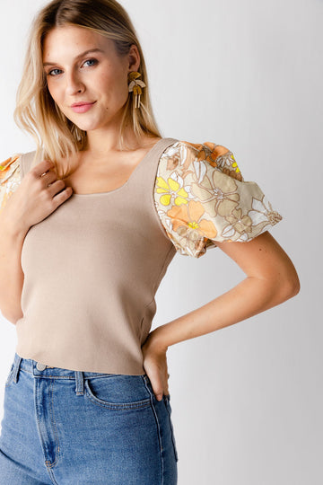 Nova Mixed Knit Woven Top