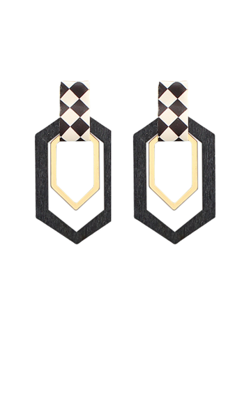 Graham Wood And Leather Earrings