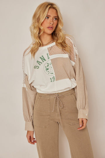 Taylor Mixed Media Long Sleeve Top