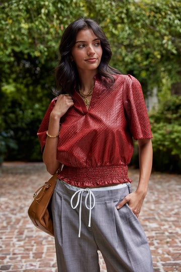 Roslyn Smocked Hem and Solid Textured Top