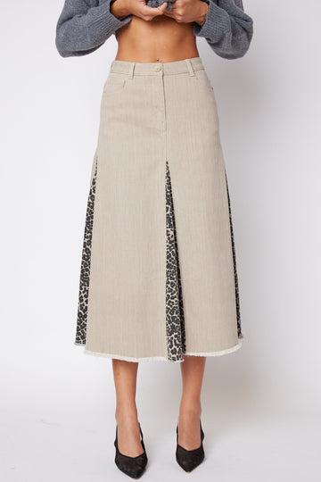 SALE - Joyce Leopard Paneled Skirt