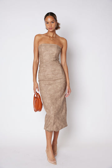 SALE - Nathan Washed Faux Leather Midi Dress