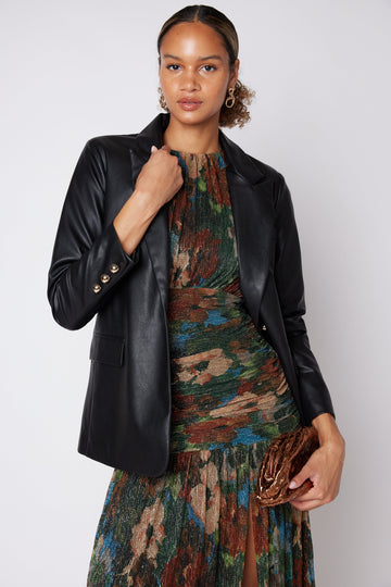 Kasey Faux Leather Boyfriend Blazer