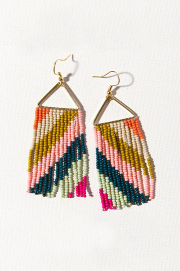 Ink+Alloy Diagonal Stripe On Triangle Earring