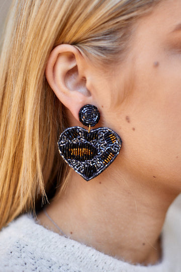 Sadie Leopard Heart Earrings - OS - SILVER