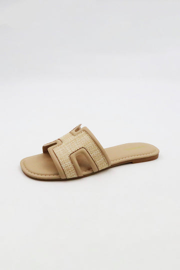 SALE - Roxanne Raffia Slide On Sandals