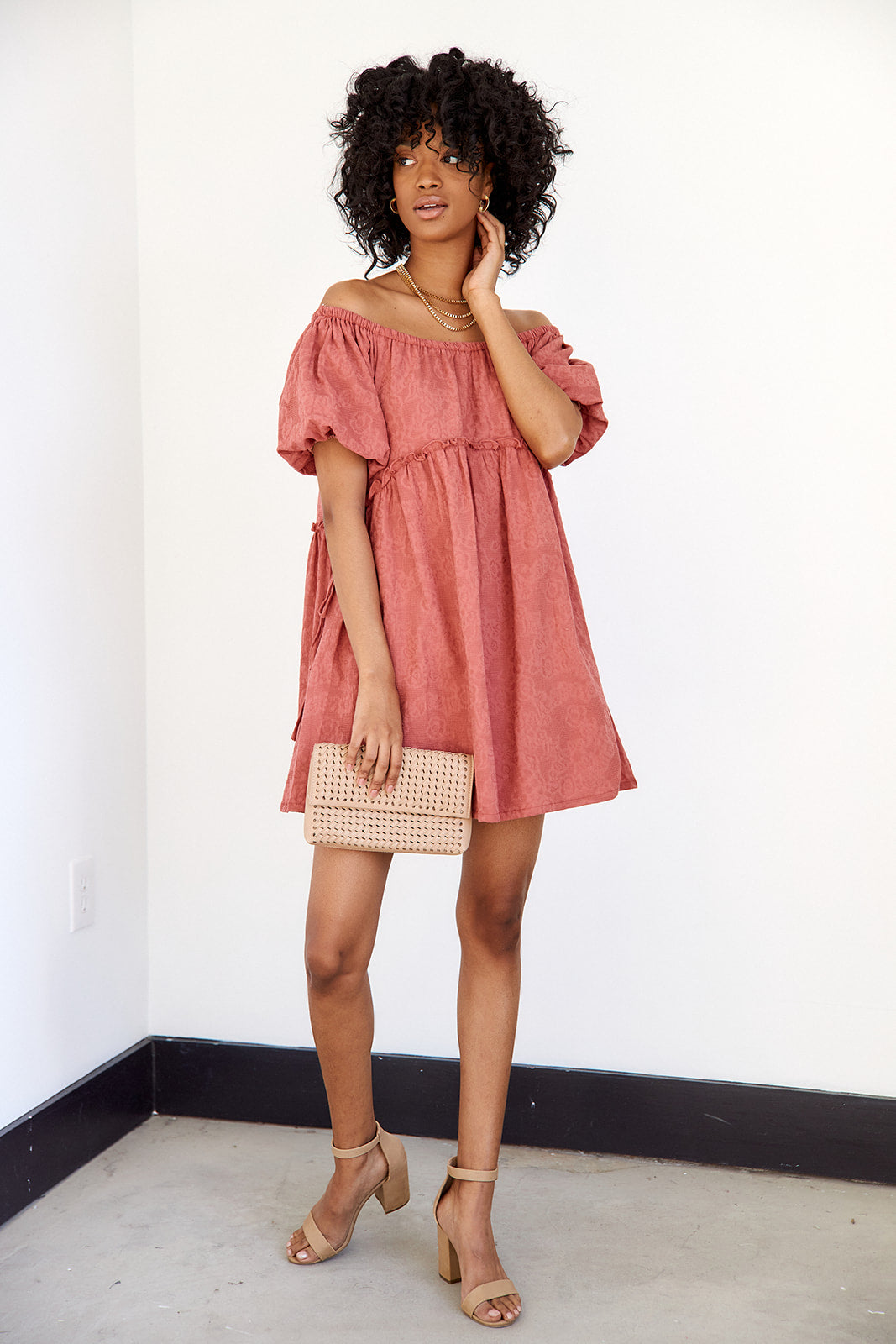 Gaines Puff Sleeve Off Shoulder Dress