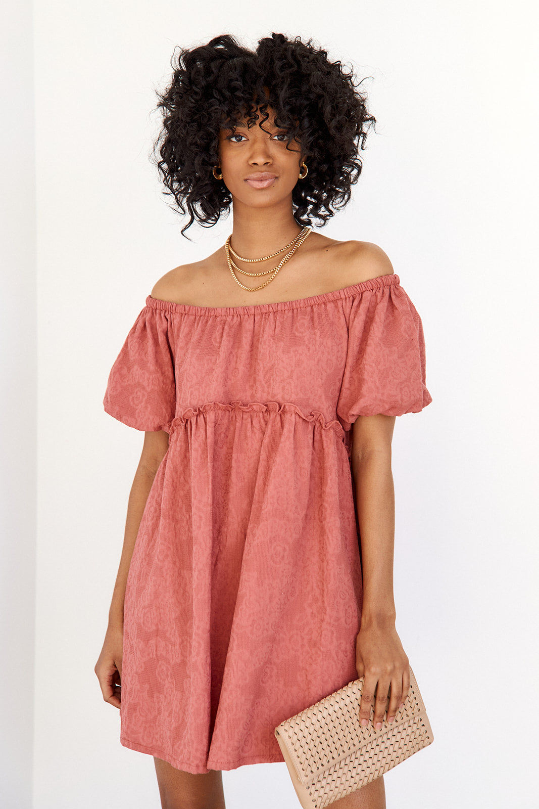 Gaines Puff Sleeve Off Shoulder Dress
