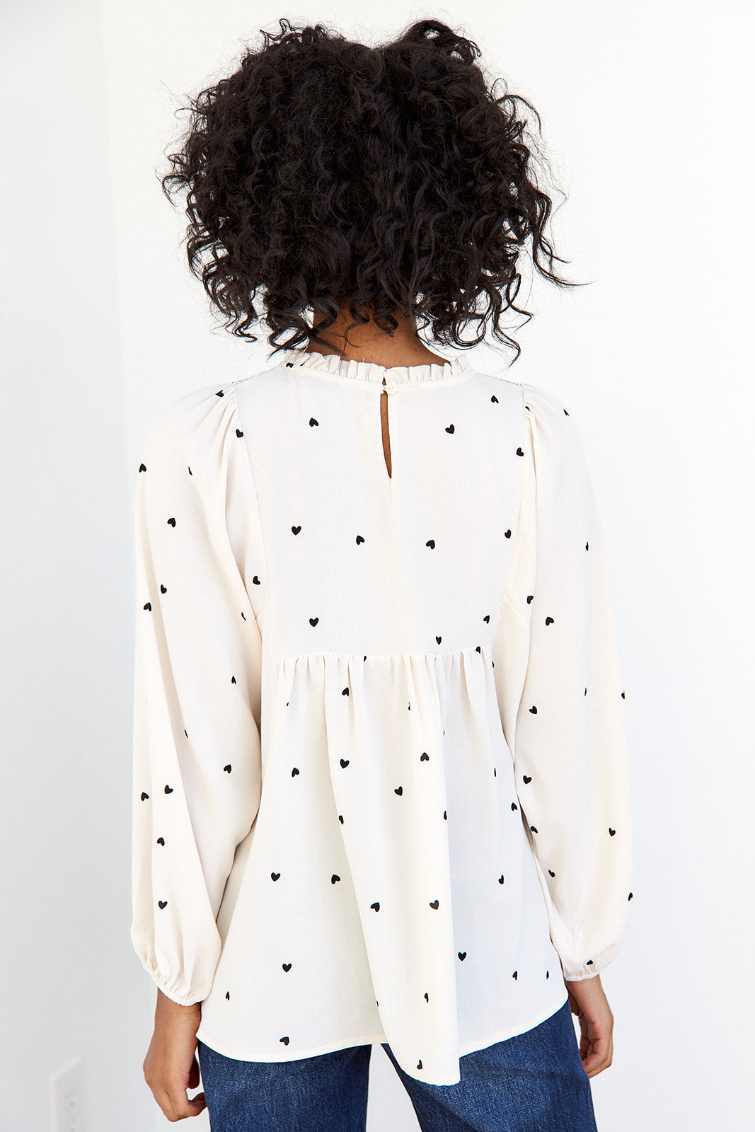 Blythe Long Sleeve Heart Print Blouse