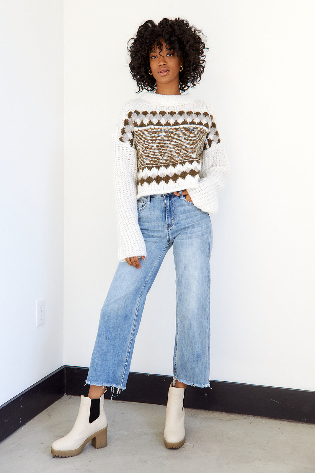 Claro Geometric Print Sweater