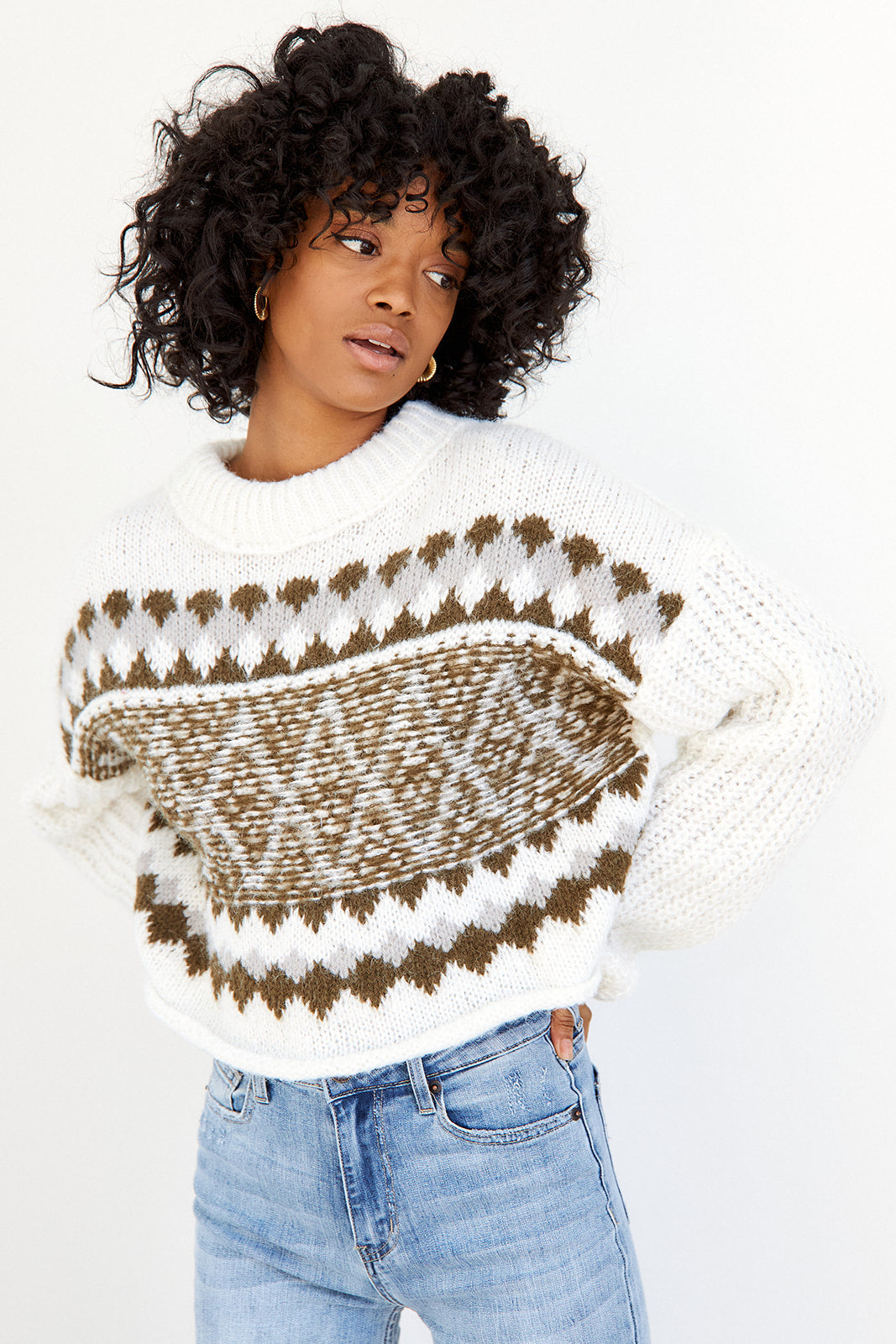 Claro Geometric Print Sweater