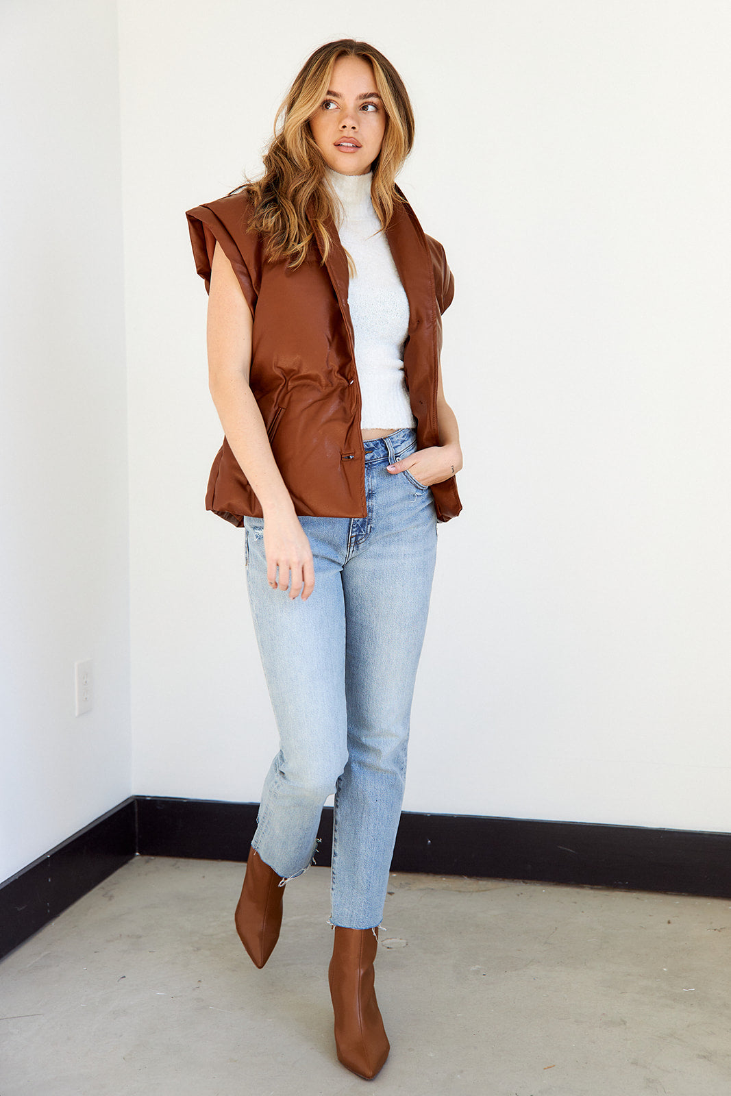 Lawston Faux Leather Puffer Vest