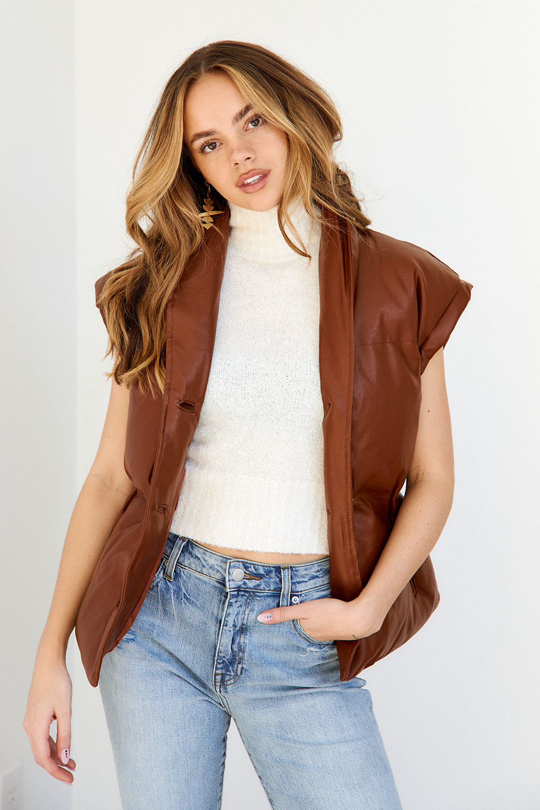Lawston Faux Leather Puffer Vest
