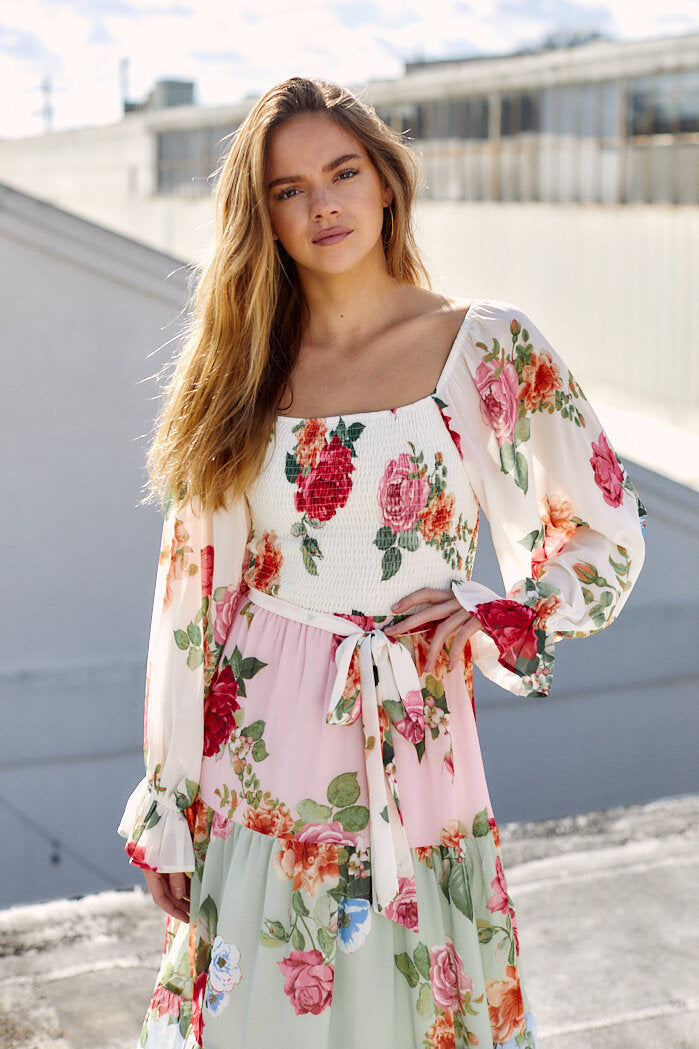 Margot Floral Tiered Midi Dress