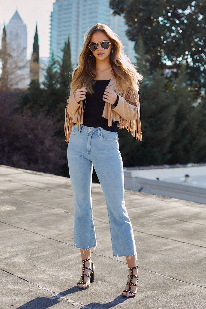 Monaco Fringe Suede Moto Jacket